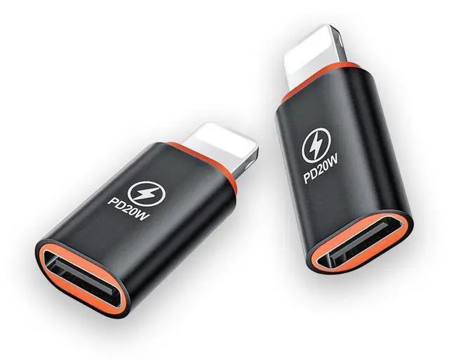 Alt view image 2 of 5 - DIXSG USB C to Lightning Adapter 2 Pack 20W PD Fast Charging Lightning Male to Type C Female Converter for iPhone iOS Black