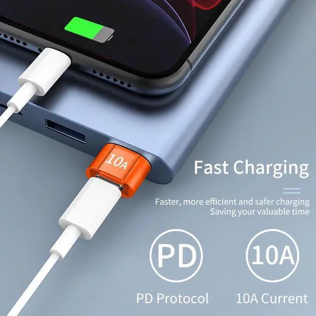 Alt view image 2 of 13 - DIXSG USB C Female to USB Male Adapter 4 Pack 10A Type C to USB Adapter Support PD Fast Charge Data Transfer Compatible iPhone Laptop Computer Silver