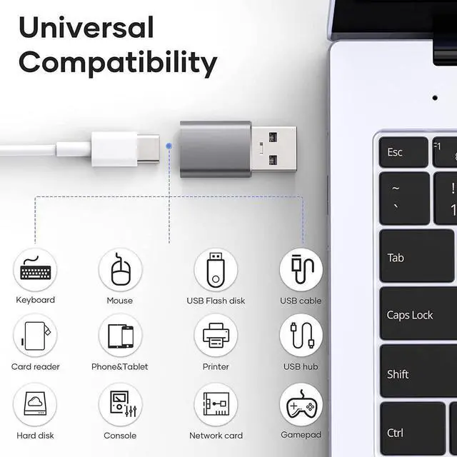 Alt view image 6 of 7 - DIXSG 4 Pack USB C to USB Adapter (2 Pack) & USB to USB C Adapter (2 Pack), USB A to USB C 3.1 Adapter, Type C to USB Adapter Compatible with i-Phone Android Smartphones PC MacBook Pro Laptop Grey