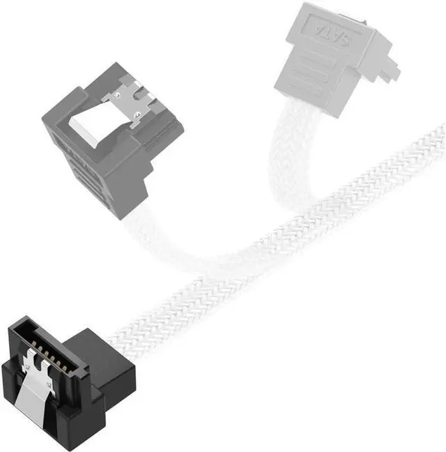 Alt view image 5 of 7 - DIXSG 3PACK SATA Cable III 3 Pack 90 Degree Straight to Right Angle 6Gbps HDD SDD SATA Data Cable with Locking Latch 50cm 18 Inch for SATA HDD, SSD, CD Driver, CD Writer - White