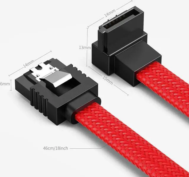 Alt view image 5 of 7 - DIXSG 3PACK SATA Cable III 3 Pack 90 Degree Straight to Right Angle 6Gbps HDD SDD SATA Data Cable with Locking Latch 50cm 18 Inch for SATA HDD, SSD, CD Driver, CD Writer - Red