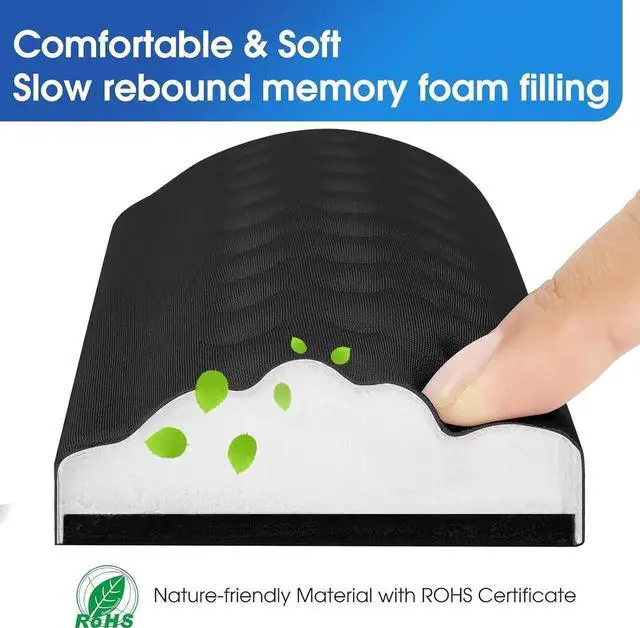 Alt view image 4 of 7 - DIXSG Memory Foam Keyboard Wrist Rest Set Ergonomic Keyboard Mouse Wrist Support for Wrist Pain Relief Stain Resistant 2 Pcs Pad Black