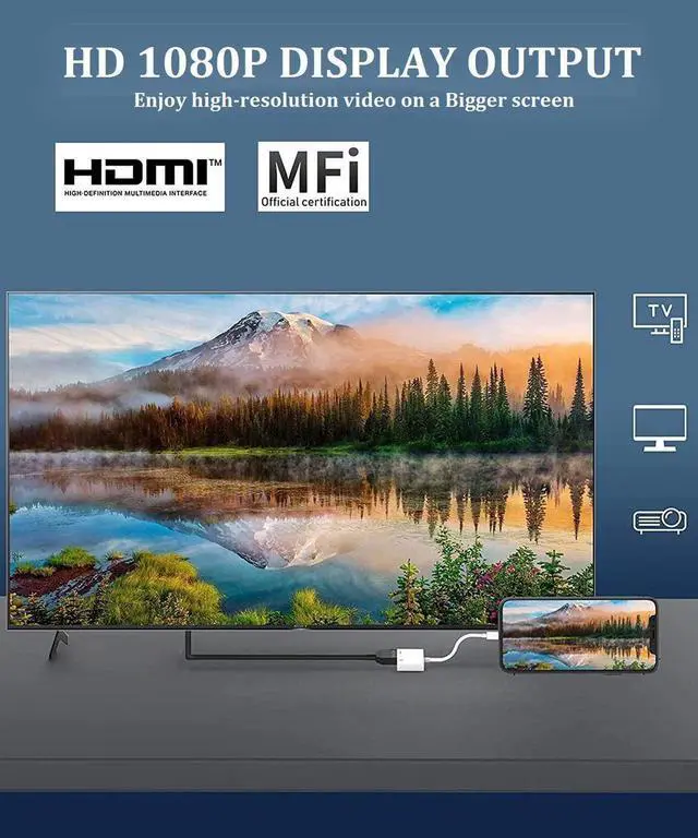 Alt view image 6 of 7 - DIXSG Lightning to HDMI Adapter for iPhone to TV, 1080P Digital AV Adapter Sync Screen Connector Cable Compatible for iPhone 14 13 12 11 XS XR X 8 iPad to HDTV Projector Monitor Brand: Veetone