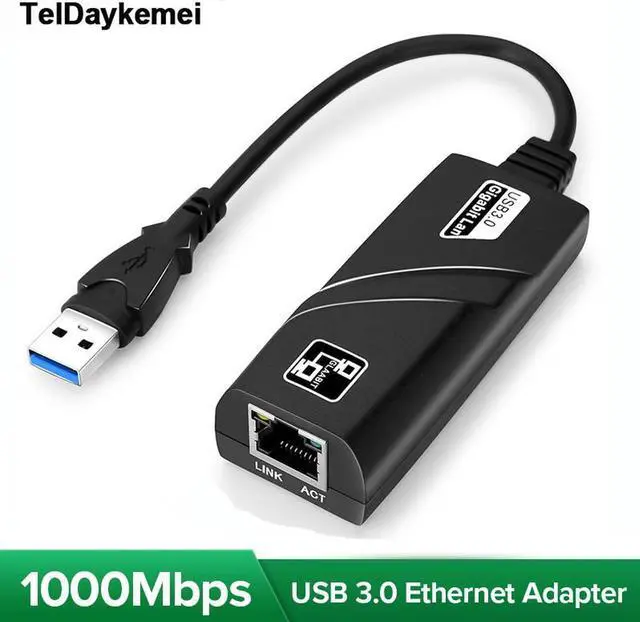 Main image of DIXSG Wired USB 3.0 To Gigabit Ethernet RJ45 LAN (10/100/1000) Mbps Network Adapter Ethernet Network Card For PC