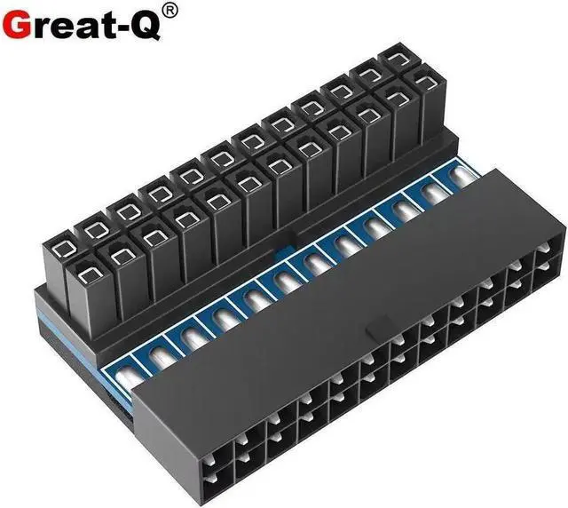 Alt view image 4 of 4 - DIXSG ATX 24pin Steering head Desktop computer power supply ATX24P female to 24P male 90 degree adapter adapter card