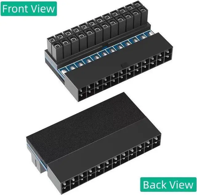 Alt view image 2 of 4 - DIXSG ATX 24pin Steering head Desktop computer power supply ATX24P female to 24P male 90 degree adapter adapter card