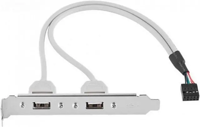 Alt view image 5 of 5 - DIXSG CY PCI USB 2.0 A type Female Screw to Motherboard 9p header cable with bracket U2-142