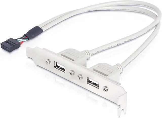 Alt view image 2 of 5 - DIXSG CY PCI USB 2.0 A type Female Screw to Motherboard 9p header cable with bracket U2-142
