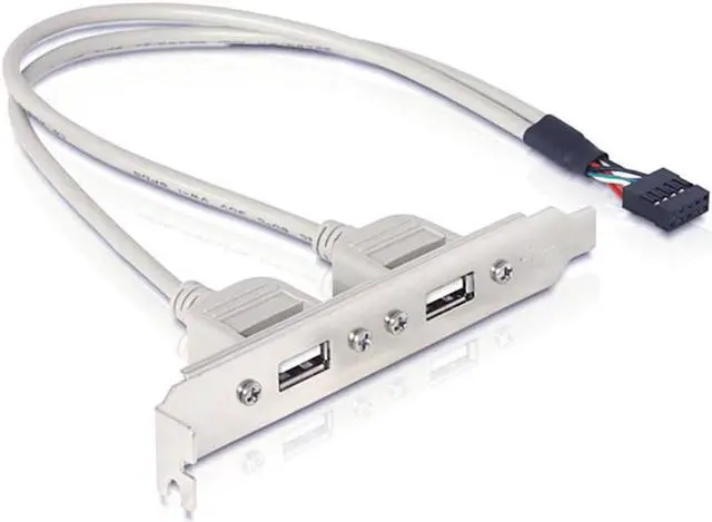 Alt view image 3 of 5 - DIXSG CY PCI USB 2.0 A type Female Screw to Motherboard 9p header cable with bracket U2-142