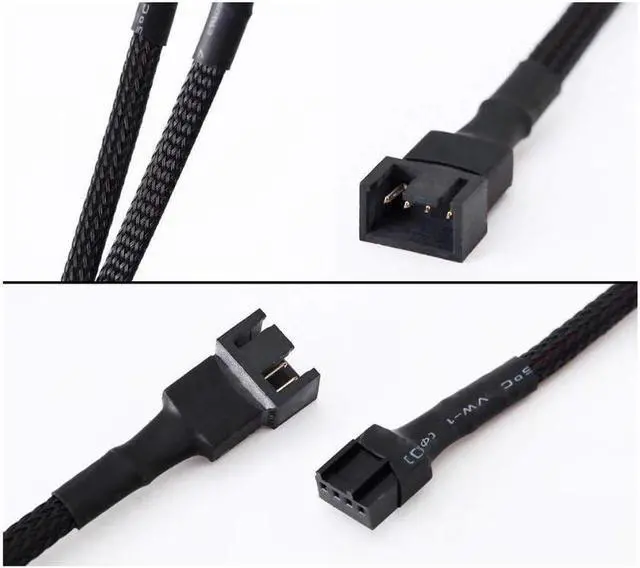 Alt view image 3 of 4 - DIXSG 10 Pack- 11.8 inch PWM Fan Extension Cable PC Fan Extension Cable Compatible with ATX Case 3 Pin & 4 Pin Cooling Fans Durable Black Nylon Braided Case Fan Extension Cable