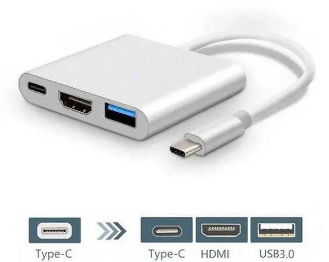 Alt view image 2 of 4 - Cross-border type-c three-in-one adapter cable usb3.1HDMI function multi-dock 4k aluminum shell converter