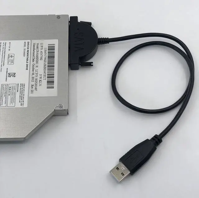 Alt view image 4 of 4 - Notebook optical drive SATA to USB easy drive cable, external optical drive box adapter cable, USB external 7+6 conversion cable