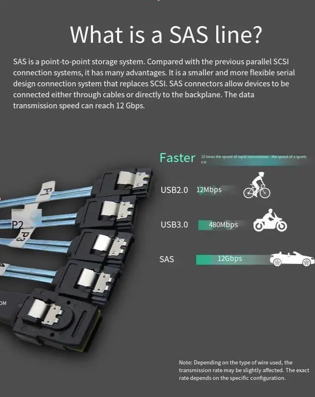 Alt view image 3 of 5 - Server array card MiniSAS36PSff-8087 pair 4*sata7P connection cable data transmission line