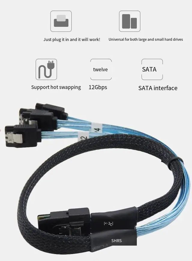 Alt view image 4 of 5 - Server array card MiniSAS36PSff-8087 pair 4*sata7P connection cable data transmission line