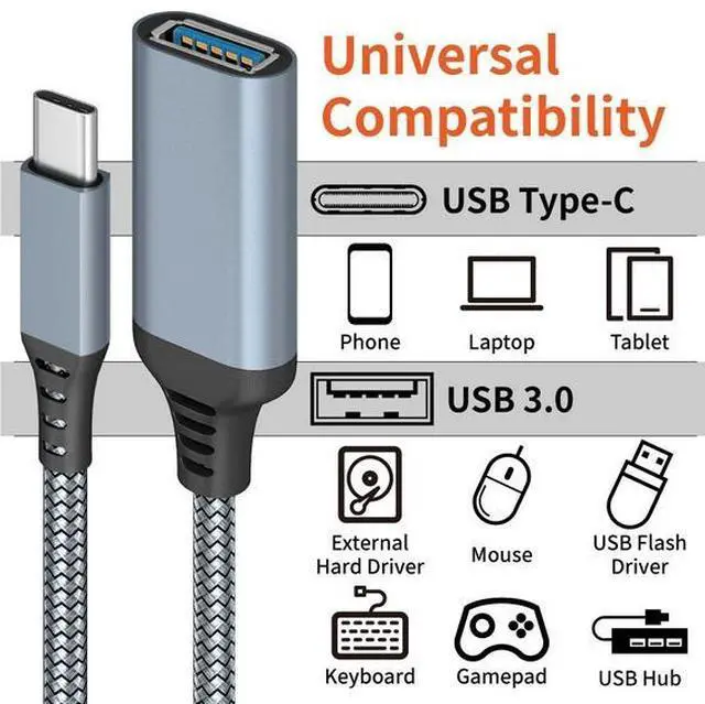 Alt view image 2 of 5 - OTG data cable type-c to USB3.0 adapter cable for mobile phones, tablets, computers and car expansion converters