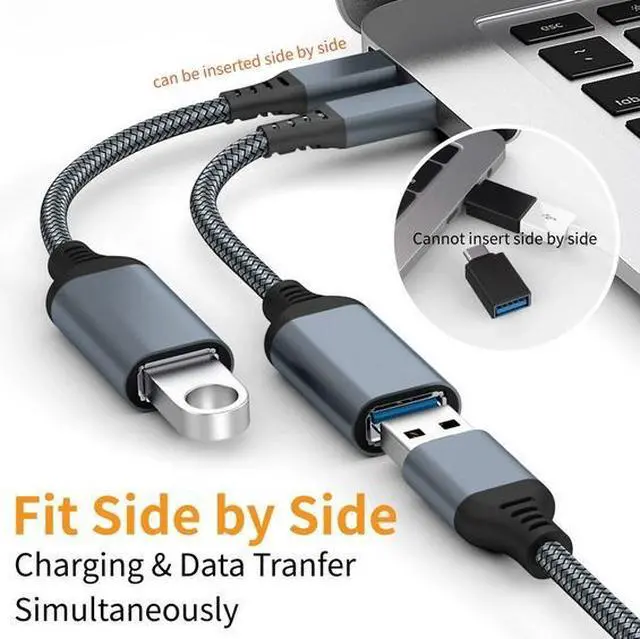 Alt view image 3 of 5 - OTG data cable type-c to USB3.0 adapter cable for mobile phones, tablets, computers and car expansion converters