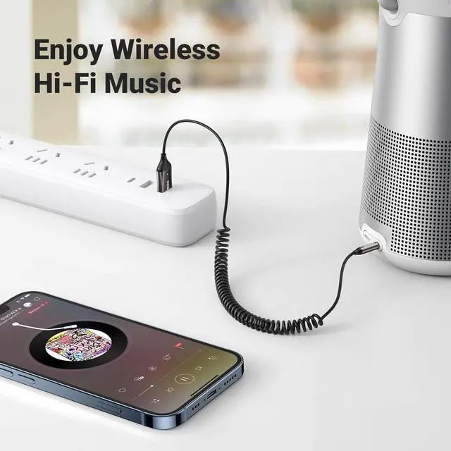 Alt view image 4 of 7 - UGREEN Aux to Bluetooth 5.4 Adapter 3.5mm Bluetooth Receiver for Car USB 2.0 to 3.5mm Jack Kit with Built-in Microphone Aux Input for Hands-Free Calls Compatible with Car Speaker and Home Audio