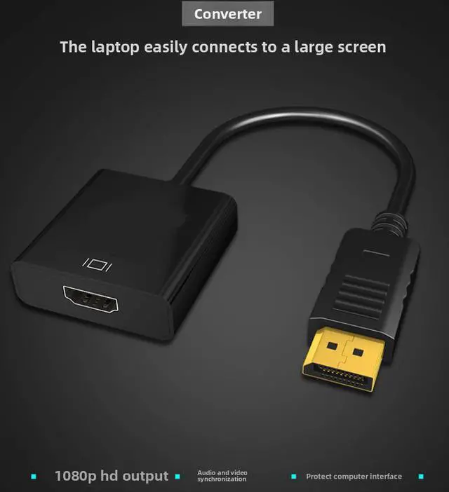 Alt view image 3 of 5 - WISDUM DP DisplayPort to VGA Adapter 1080p,Display Port to VGA Video Converter Adapter, Male to Female, Compatible with Computer, Desktop, Laptop, PC, Monitor, Projector, HDTV - Black