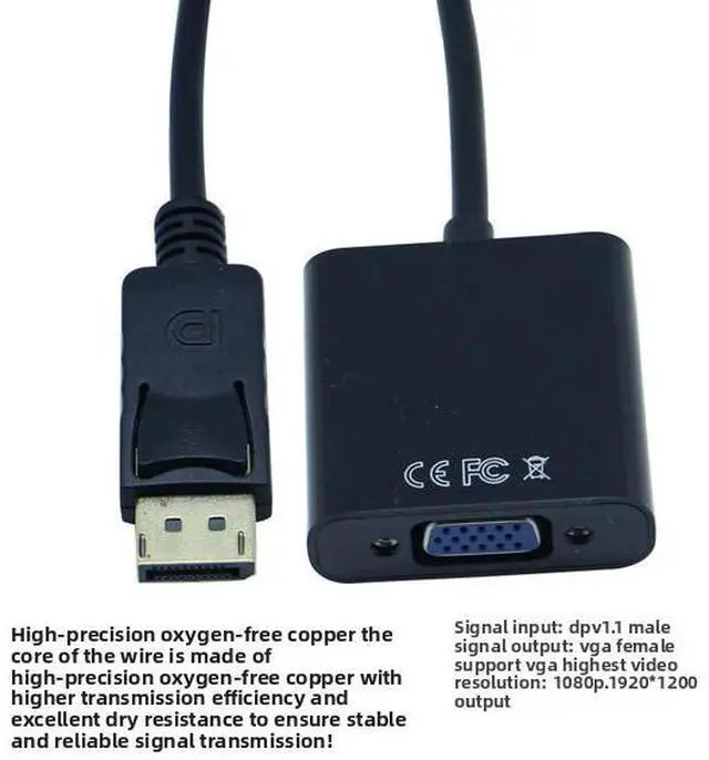 Alt view image 2 of 5 - WISDUM DP DisplayPort to VGA Adapter 1080p,Display Port to VGA Video Converter Adapter, Male to Female, Compatible with Computer, Desktop, Laptop, PC, Monitor, Projector, HDTV - Black