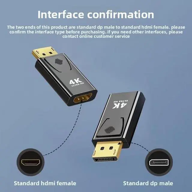 Alt view image 3 of 7 - 4K DisplayPort to HDMI Adapter 2 Pack, Hannord DP Male to HDMI Female Converter Gold-Plated Connectors for HP Laptop,Computer,PC,HDTV, Projector, Desktop