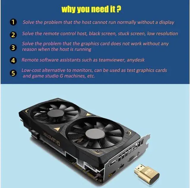 Alt view image 5 of 5 - WISDUM HDMI Dummy Plug 4K High Resolution Virtual Monitor Display Emulator New Generation Headless Display Adapter Compatible with Windows Mac OSX Linux