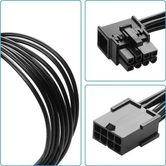 Alt view image 6 of 7 - WISDUM 8-Pin Extension Cord PCIE 8 Pin Female to Right Angle Male PCIE Express Power Adapter Cable for Graphics Card 18AWG 15CM/5.9Inch (Right)