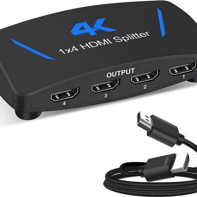 Main image of WISDUM 4K HDMI Splitter 1 in 4 Out,AUBEAMTO 1x4 HDMI Splitter Duplicate/ Mirror Screen, 4 Port HDMI Splitter Powered Support 4Kx2K@30Hz 3D for PS5, Roku, TV Box - 1 Source to 4 Displays