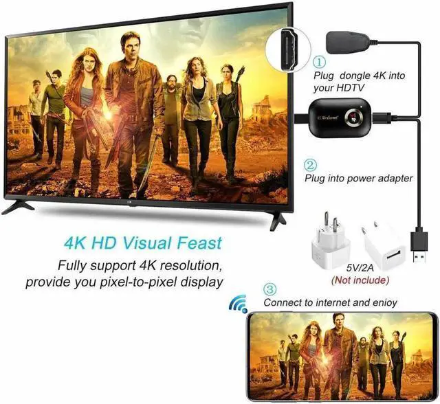 Alt view image 3 of 6 - WISDUM 4K WIFI 1080P Wireless Display TV Dongle Adapter HDMI Receiver Airplay Miracast