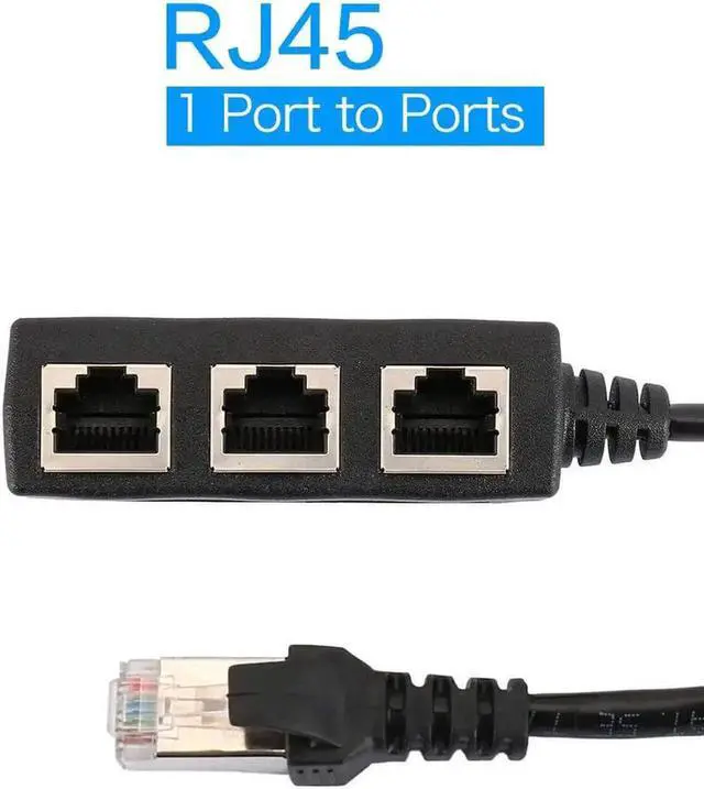 Alt view image 4 of 7 - RJ45 Ethernet Splitter, RJ45 1 Male to 3 x Female LAN Ethernet Splitter Adapter Cable Suitable Super Cat5, Cat5e, Cat6, Cat7 LAN Ethernet Socket Connector Adapter-Black