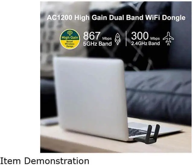 Alt view image 6 of 7 - USB WiFi Adapter for PC 1200Mbps Wireless Network Adapter WiFi Dongle Stick for Desktop Dual Band 2.4GHz/300Mbps 5.8GHz/867Mbps USB 3.0 Compatible with Win XP/7/8/10/vista, Mac 10.6-10.15, Linux