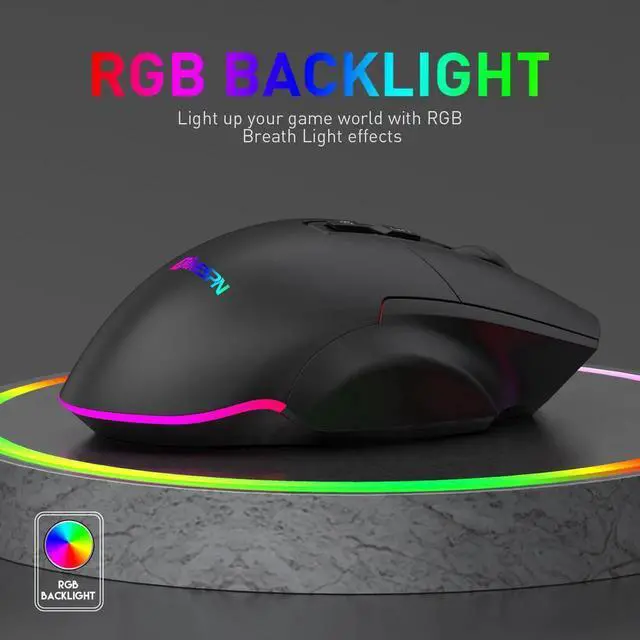 Alt view image 5 of 7 - 2.4G Wireless Bluetooth Mouse, Bluetooth RGB Rechargeable Gaming Mouse Wireless Computer Silent Mause LED Backlit 1600 DPI Ergonomic Gaming Mouse for Laptop PC