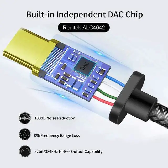 Alt view image 2 of 7 - USB C to 3.5mm Headphone Adapter - USB Type C to AUX Audio Jack Hi-Res DAC Dongle Cable Cord Compatible with Pixel 4 3 2 XL, Samsung Galaxy S20 Ultra Z Flip S20+ S10 S9 Plus Note 10, iPad Pro