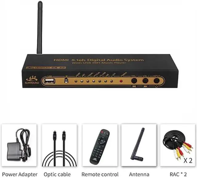 Alt view image 7 of 7 - HDMI 5.1 Audio Converter Decoder DAC DTS AC3 FLAC PCUSB APE 4K*2K HDMI to HDMI Extractor Converter Splitter Digital SPDIF ARC, Digital Analog Audio Video Surround Sound System 192Khz/24Bit for Movies