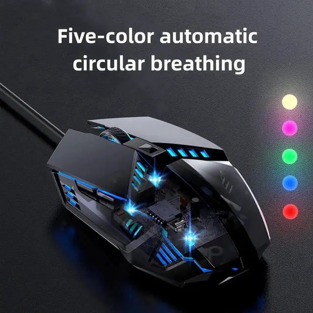 Alt view image 2 of 7 - Wired Gaming Mouse, Optical USB Mouse for Laptop/Desktop, Ergonomic, with 6 Programmable Buttons, 4 Adjustable DPI up to 3600 DPI, Multifunctional Wired Mouse for Gaming and Office