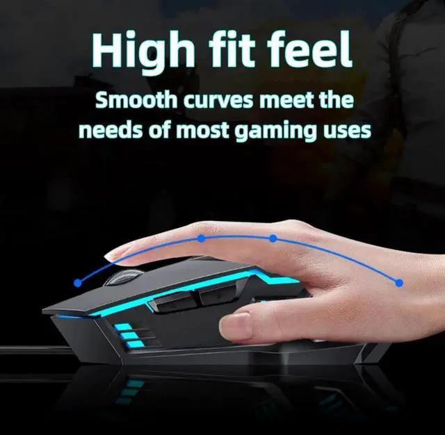 Alt view image 3 of 7 - Wired Gaming Mouse, Optical USB Mouse for Laptop/Desktop, Ergonomic, with 6 Programmable Buttons, 4 Adjustable DPI up to 3600 DPI, Multifunctional Wired Mouse for Gaming and Office