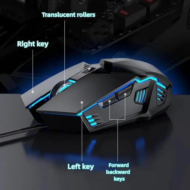 Alt view image 6 of 7 - Wired Gaming Mouse, Optical USB Mouse for Laptop/Desktop, Ergonomic, with 6 Programmable Buttons, 4 Adjustable DPI up to 3600 DPI, Multifunctional Wired Mouse for Gaming and Office