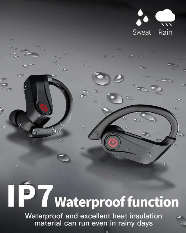Alt view image 4 of 7 - True Wireless Earbuds, Bluetooth Headphones Sports Over-Ear Bluetooth 5.3 Ear Buds with Earhooks 120H Playtime Wireless Headphones for Workout Waterproof Bluetooth LED Power Display