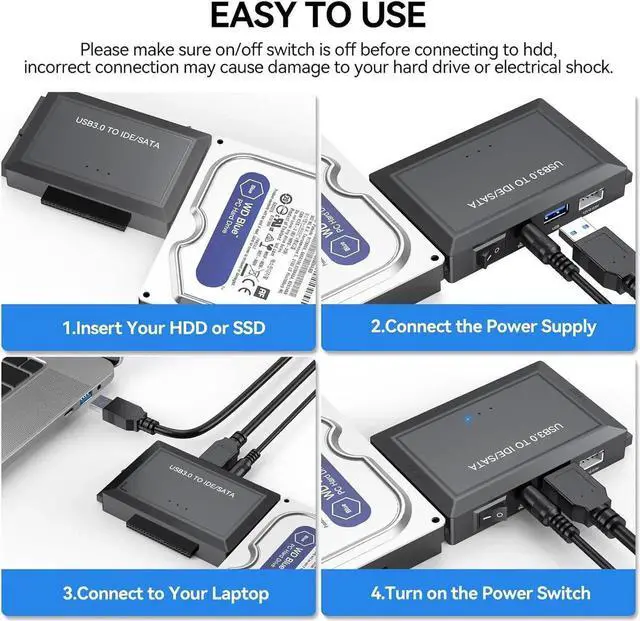 Alt view image 7 of 7 - Hard Drive Reader SATA IDE to USB 3.0 Adapter, USB 3.0 to SATA/IDE Hard Drive Ultra Recovery Converter Kit Data Retrieval Device for 2.5" 3.5" HDD SSD Hard Drive Disk 5.25" DVD/CD-ROM Optical Drivedd