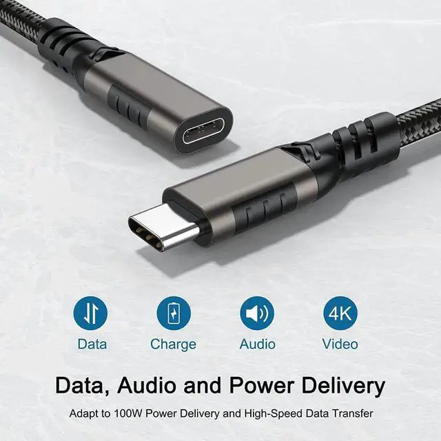 Alt view image 4 of 7 - USB C Extension Cable 3.3FT / 1M, USB Type-C Male to Female Cord, [USB3.1 Gen2 / 10Gbps] Sync Transfer USB C Extender 100W/5A Fast Charging Compatible with MacBook,Laptop,Tablet,Mobile Phone and More