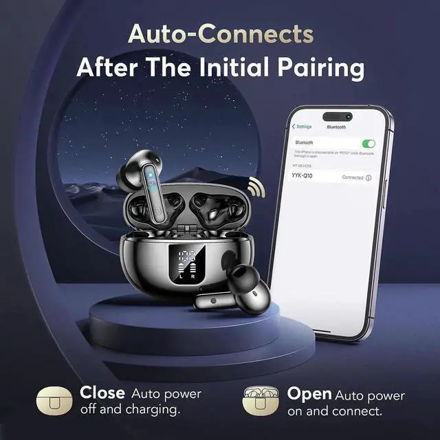 Alt view image 5 of 7 - Wireless Earbuds Bluetooth 5.4 Earphones in Ear with Dual Noise Cancelling Mic, Transparency Mode Ear Buds Deep Bass Stereo Sound, 36H Playtime LED Display Wireless Headphones IP7 Waterproof