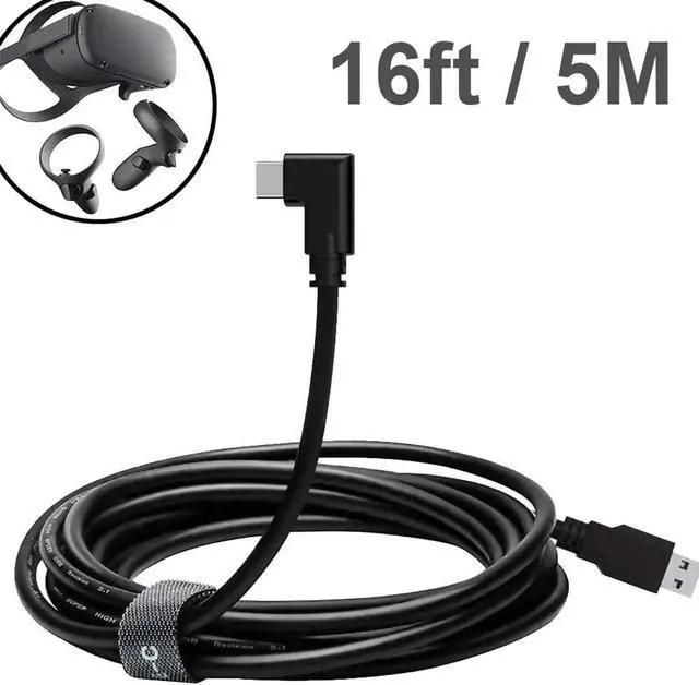 Main image of for Oculus Quest Link Cable, USB 3.0 USB A to USB C Cable 16FT / 5M, 90 Degree Angled High Speed Data Transfer & Fast Charging Cable Compatible for Oculus Quest and Oculus Quest 2 to Gaming PC