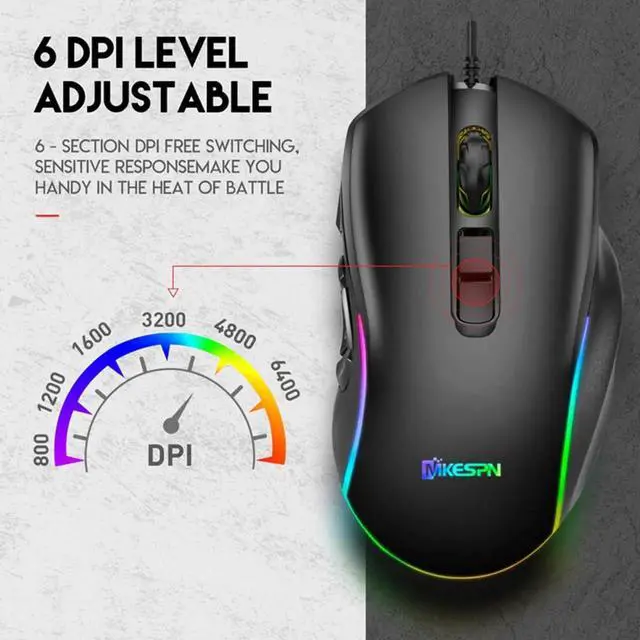 Alt view image 4 of 7 - Gaming Mouse USB Wired, RGB Backlit PC Mouse Computer Mice with 14 RGB LED Modes, 7200 DPI Adjustable, 10 Programmable Buttons, Ergonomic USB Optical Mouse for Windows MacOS Laptop Gamer