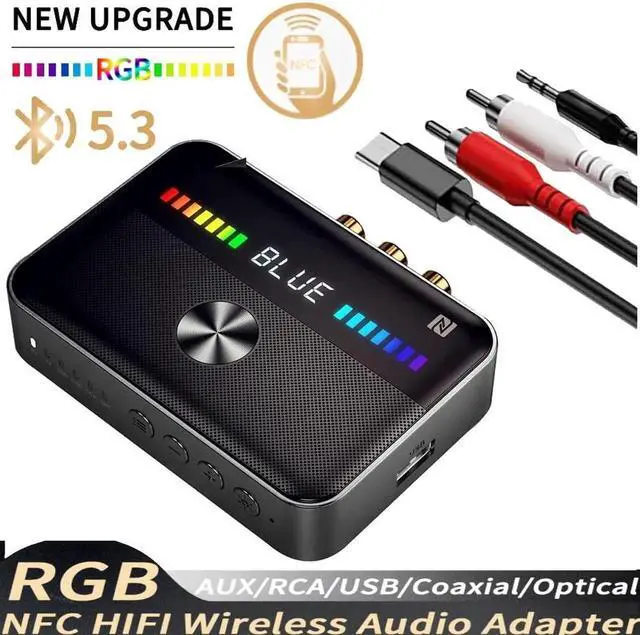 Main image of Bluetooth Transmitter Receiver, 2-in-1 Bluetooth 5.3 Aux Adapter with LED Display, NFC, Dual Link Low Latency Portable Aux Adapter for TV/Car/Headphone/for Home Stereo/Travel/Outdoor