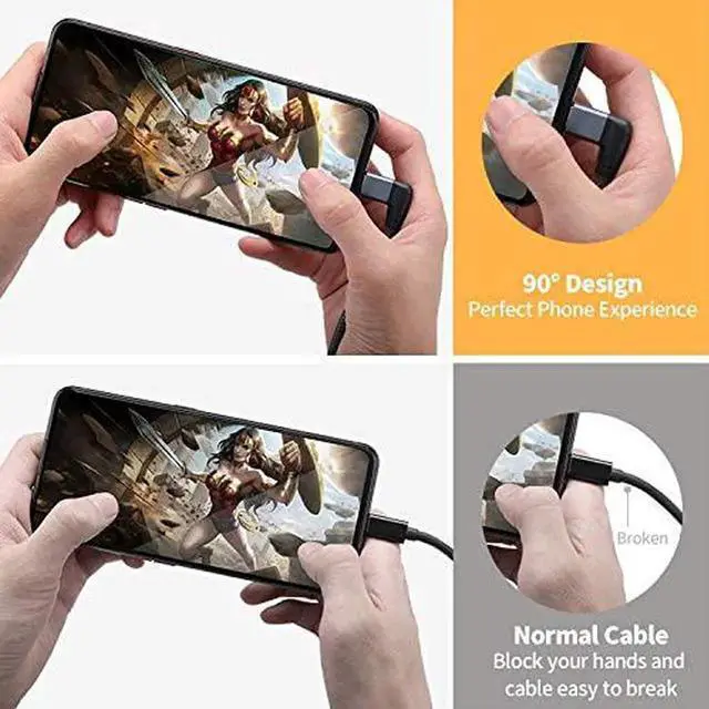 Alt view image 2 of 7 - Right Angle USB C USB-C 3.1 Male to Female 4K Video Cord, Gen 2 10Gbps, 90 Degree Type C Extender, Compatible with Thunderbolt 3 MacBook Pro/Air,iPad Pro, Nintendo Switch 6.6Feet