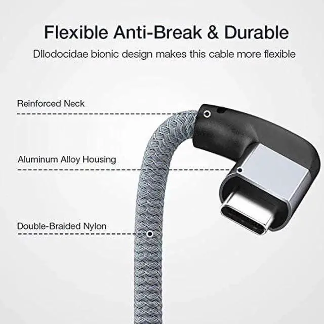 Alt view image 4 of 7 - Right Angle USB C USB-C 3.1 Male to Female 4K Video Cord, Gen 2 10Gbps, 90 Degree Type C Extender, Compatible with Thunderbolt 3 MacBook Pro/Air,iPad Pro, Nintendo Switch 6.6Feet