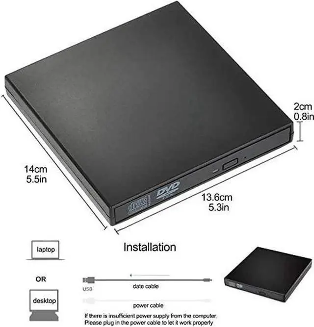 Alt view image 7 of 7 - External CD Drive USB2.0, USB Slim Portable CD-RW DVD-R Combo Burner Player for Laptop, Mac, PC Desktop Computer and Play for Windows 2000 / XP / Vista / Windows 7 Black