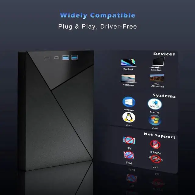 Alt view image 7 of 7 - 7 in 1 External Blu Ray Drive, 4K Blu Ray Burner with USB 3.0 Type-C Portable Blu Ray Drive, CD DVD Burner 3D BD Player with SD/TF Ports, 4K Optical Drive Compatible with Windows, Linux, MacOSdd