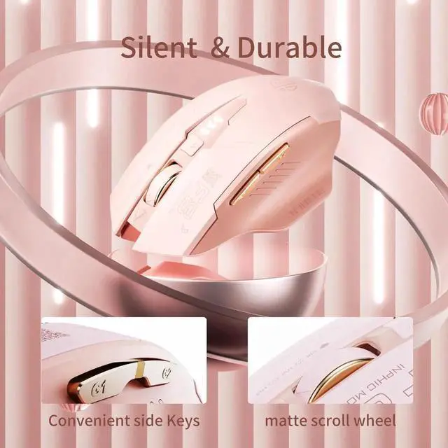 Alt view image 5 of 6 - WISDUM  Wireless Mouse, Rechargeable Mouse Wireless 2.4G USB (Battery Level Visible) Ergonomic Computer Mouse, Silent Wireless Mice for Laptop PC Computer, 4 Levels DPI [800/1200/1600/2400 dpi]