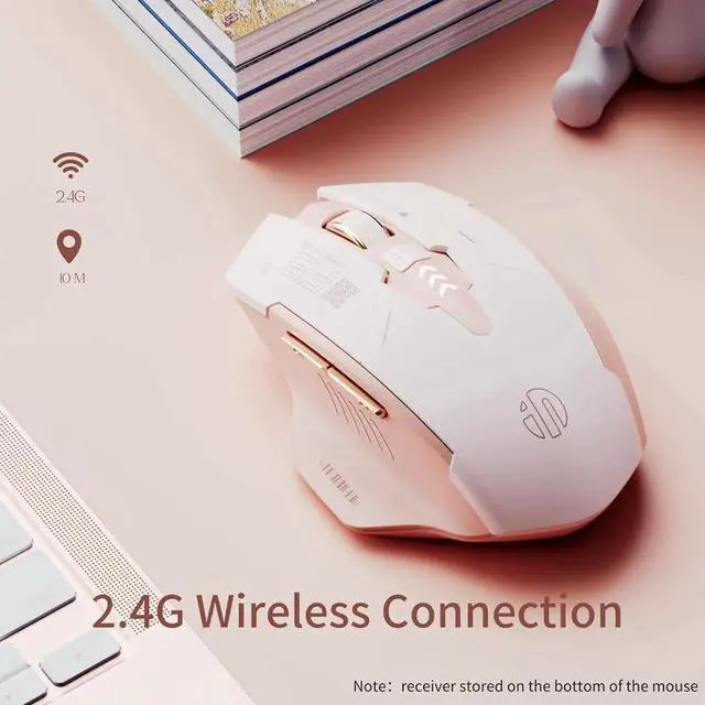 Alt view image 2 of 6 - WISDUM  Wireless Mouse, Rechargeable Mouse Wireless 2.4G USB (Battery Level Visible) Ergonomic Computer Mouse, Silent Wireless Mice for Laptop PC Computer, 4 Levels DPI [800/1200/1600/2400 dpi]