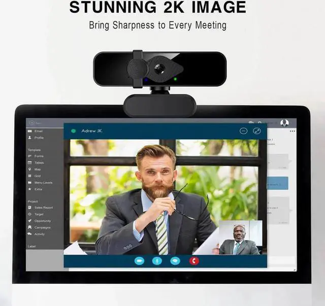 Alt view image 2 of 6 - WISDUM 2K Webcam for PC, 85° View USB Computer Camera, with Noise Canceling Microphone & Privacy Cover, HD Web Camera for Desktop Laptop Monitor Mac Streaming, Gaming & Video Calling Webcam